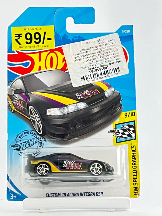 CUSTOM  01 ACURA INTEGRA GSR - BLACK - Its Fun- Hot wheels - matchbox - diecast
