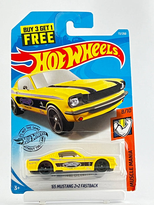 65 MUSTANG 2+2 FASTBACK - YELLOW - Its Fun- Hot wheels - matchbox - diecast