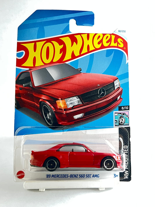 MILD HAIRLNE CRACK - 89 MERCEDES BENZ 560 SEC AMG - RED - 2C - Its Fun- Hot wheels - matchbox - diecast