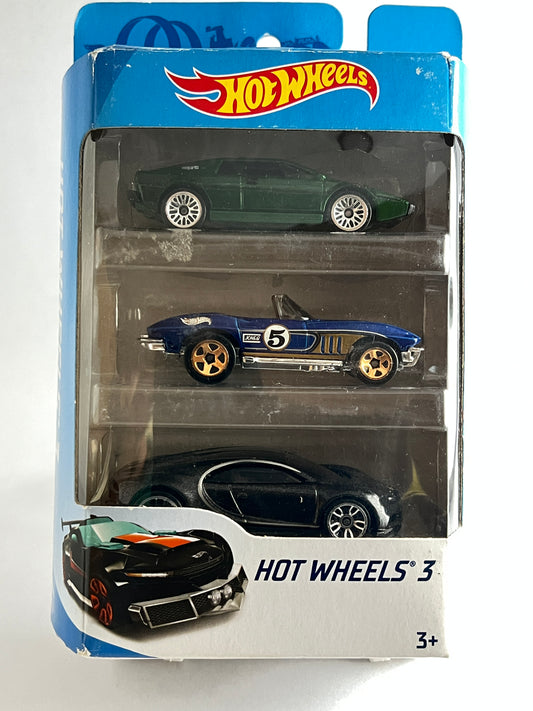 3 PACK - IMPORTED - BUGATTI CHIRON+ 65 CORVETTE + LOTUS ESPIRIT S1 - 5E
