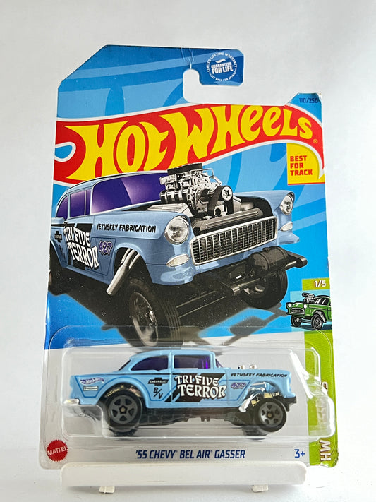 55 CHEVY BEL AIR GASSER -BLUE- 3D - Its Fun- Hot wheels - matchbox - diecast