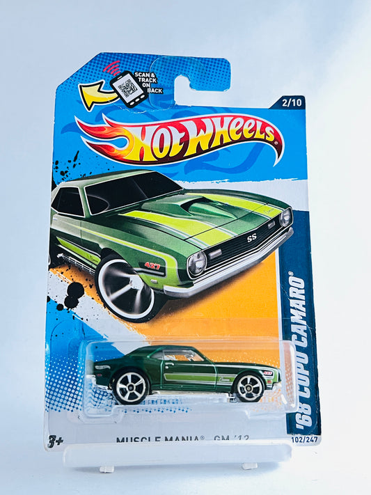 68 COPO CAMARO - GREEN -CREASED AT TOP -  2C - Its Fun- Hot wheels - matchbox - diecast