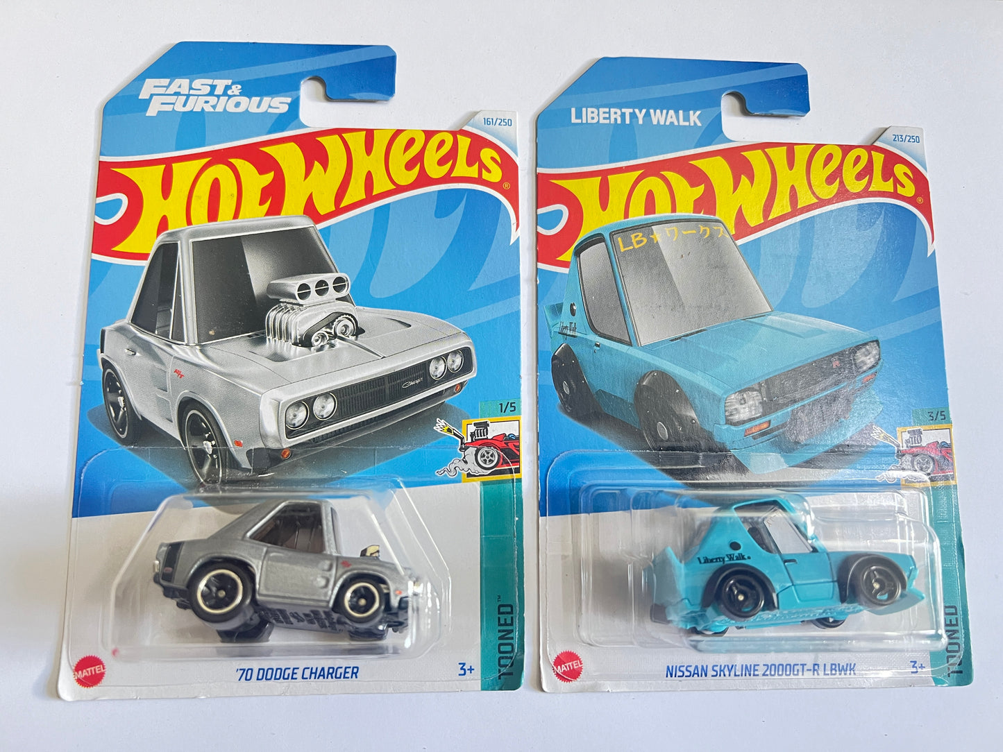 70 DODGE CHARGER + NISSAN SKYLINE 2000GT-R LBWK - COMBO - Its Fun- Hot wheels - matchbox - diecast