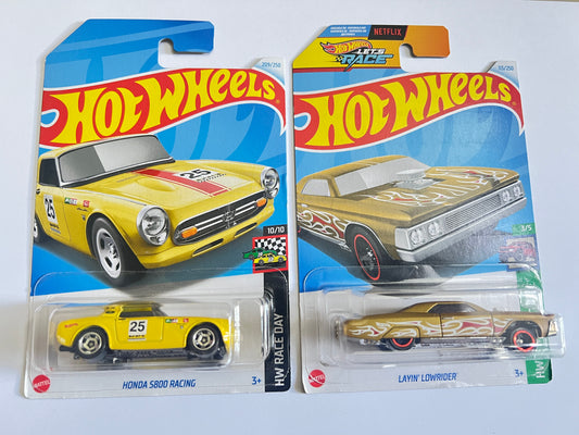 HONDA S800 RACING + LAYIN LOWRIDER - COMBO - Its Fun- Hot wheels - matchbox - diecast