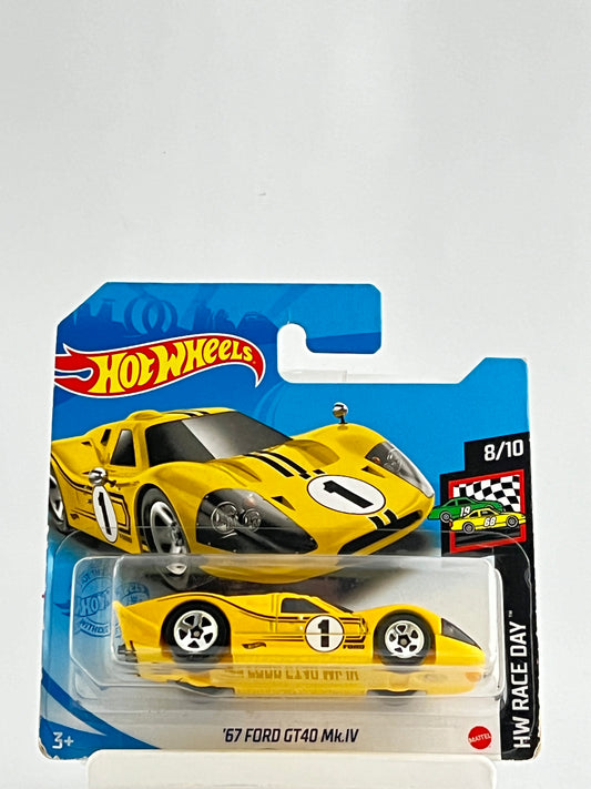 67 FORD GT40 MK.IV - YELLOW - SHORT CARD- IMPORTED - Its Fun- Hot wheels - matchbox - diecast
