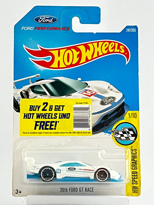2016 FORD GT RACE - WHITE - Its Fun- Hot wheels - matchbox - diecast