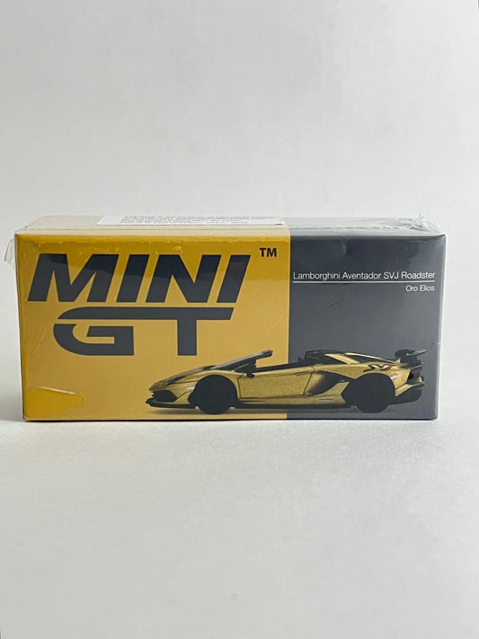 MINI GT - LAMBORGHINI AVENTADOR SVJ ROADSTER - ORO ELIOS - Its Fun- Hot wheels - matchbox - diecast