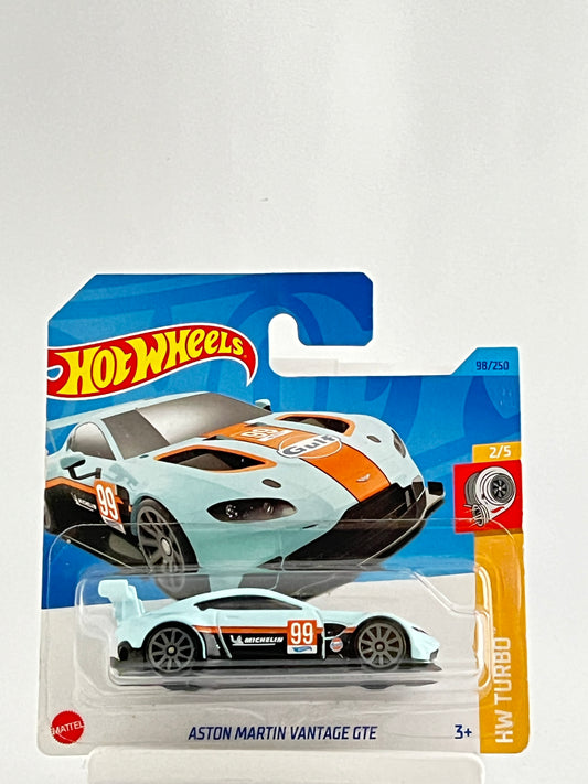 ASTON MARTIN VANTAGE GTE - GULF SHORT CARD - IMPORTED - Its Fun- Hot wheels - matchbox - diecast