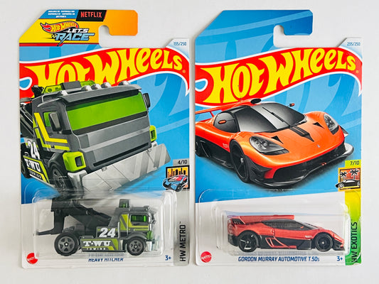 GORDON MURRAY AUTOMOTIVE T.50S + HEAVY HITCHER - 4B - Its Fun- Hot wheels - matchbox - diecast