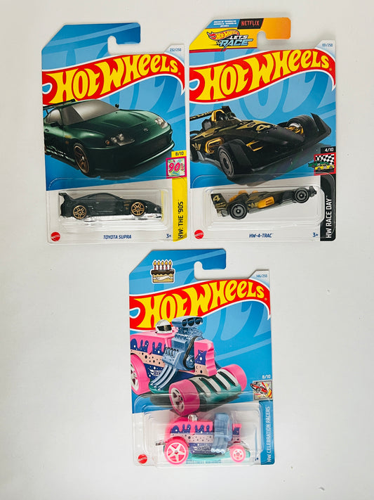 TOYOTA SUPRA + BIRTHDAY BURNER + HW-4-TRAC - 4B - Its Fun- Hot wheels - matchbox - diecast