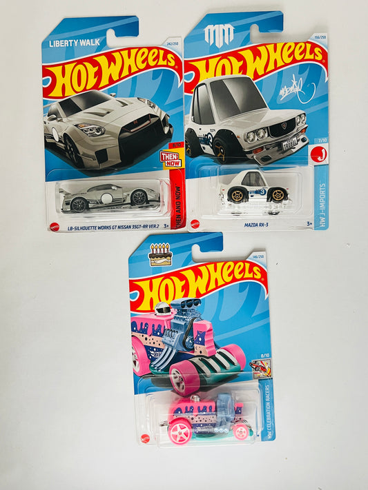 LB-SILHOUETTE WORKS GT NISSAN 35GT-RR VER.2 + BIRTHDAY BURNER+ MAZDA RX-3 - 2A - Its Fun- Hot wheels - matchbox - diecast