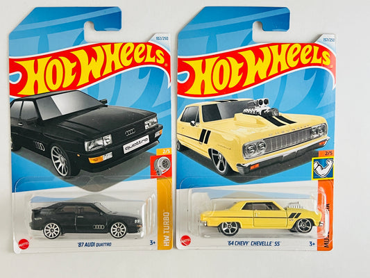 87 AUDI QUATTRO + 64 CHEVY CHEVELLE SS - 5C - Its Fun- Hot wheels - matchbox - diecast