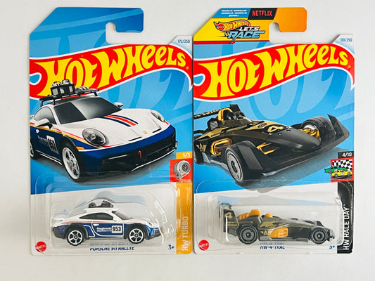 PORSCHE 911 RALLYE + HW-4-TRAC - 2B - Its Fun- Hot wheels - matchbox - diecast