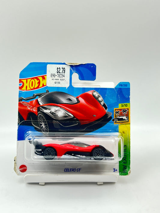 DAMAGED CARD - HOT WHEELS - CELERO GT - RED - 2H