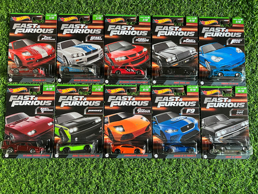 FAST AND FURIOUS SET OF 10 CARS