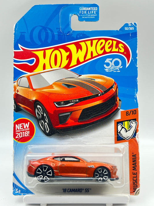DAMAGED CARD / BLISTER DAMAGE - IMPORTED - HOT WHEELS - 18 CAMARO SS - ORANGE - 1D