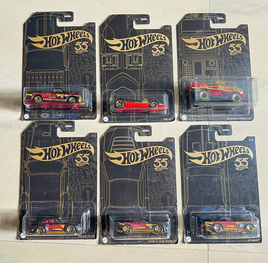 55TH ANNIVERSARY FULL SET - BLISTER SQUEEZE IN UNIMOG. NO MAJOR DAMAGE TO CAR OR CARD