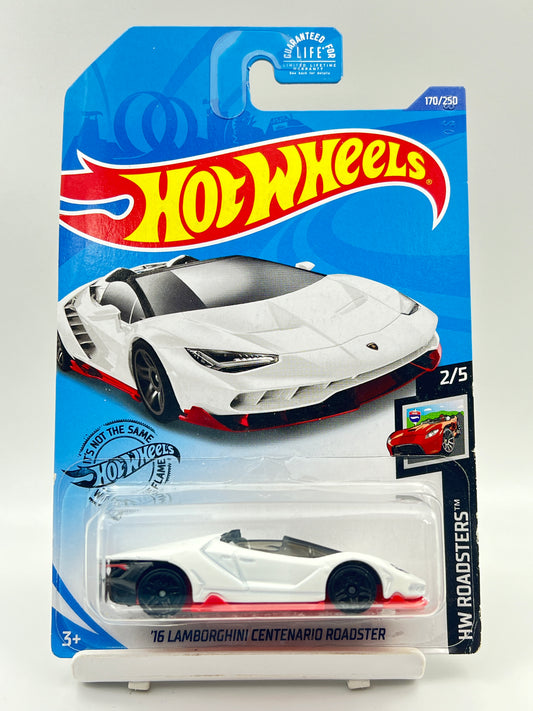 IMPORTED - HOT WHEELS -  16 LAMBORGHINI CENTENARIO ROADSTER - WHITE - 6C