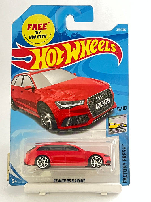 17 AUDI RS 6 AVANT - RED- WITH FREE DIY HW CITY - 2B - Its Fun- Hot wheels - matchbox - diecast