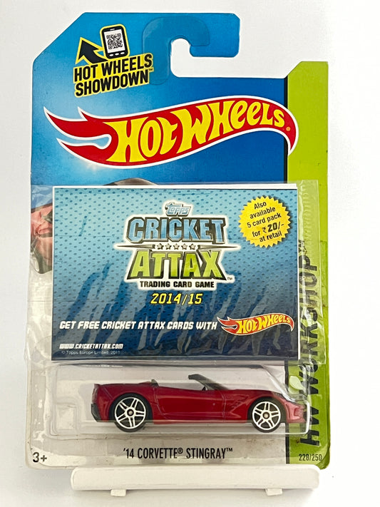 14 CORVETTE STINGRAY - RED - WITH FREE CRICKET ATTAX CARD - 2A - Its Fun- Hot wheels - matchbox - diecast