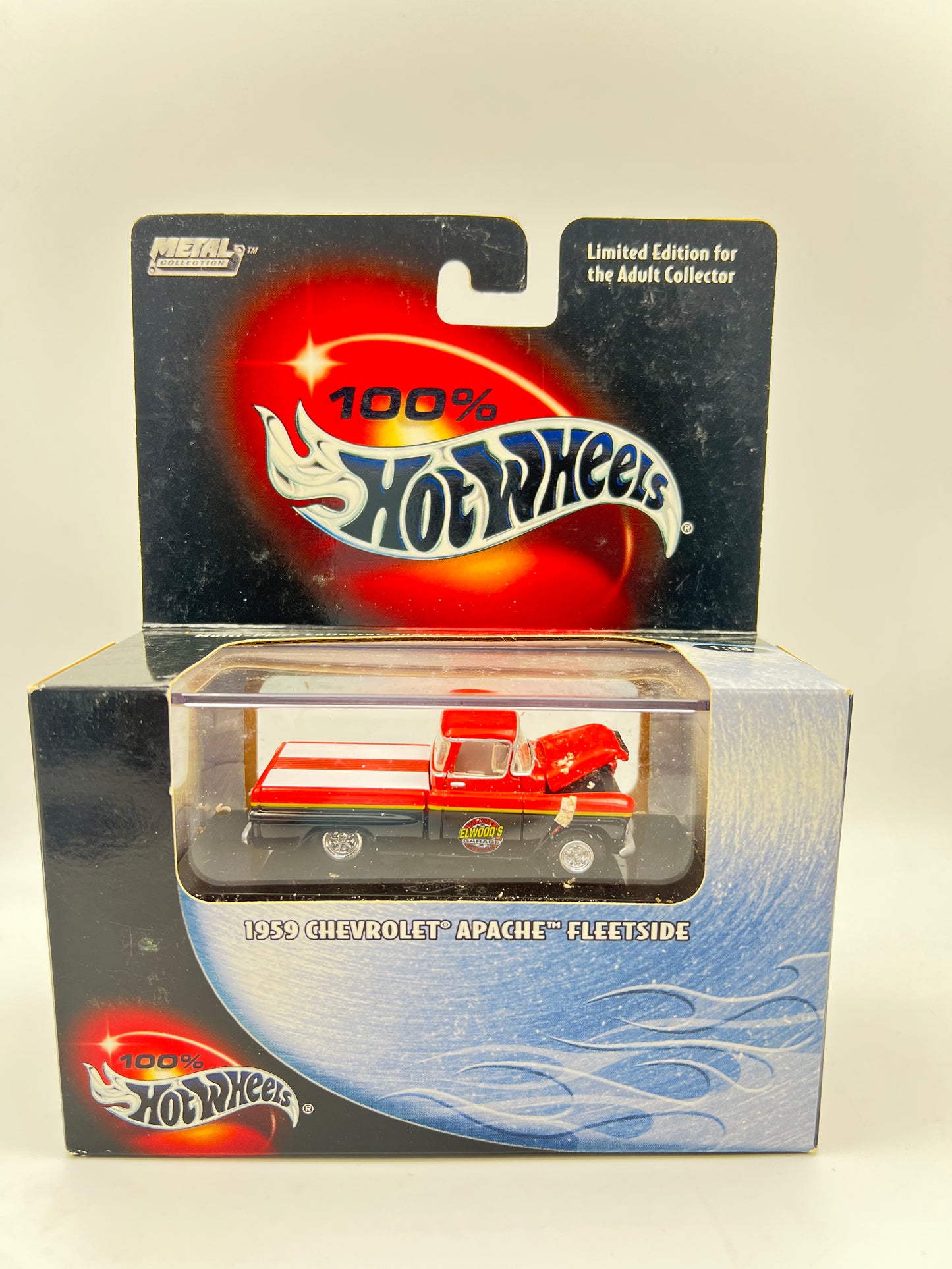HOT WHEELS ORIGINALS - 1959 CHEVROLET APACHE FLEETSIDE - ACRYLIC CASE SEALED - RUBBER BAND RESIDUE DUE TO AGEING