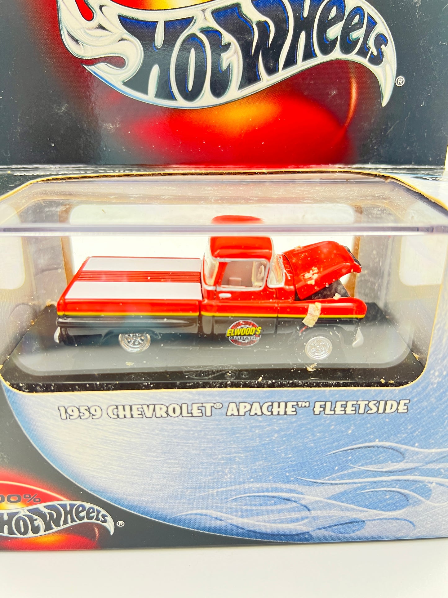 HOT WHEELS ORIGINALS - 1959 CHEVROLET APACHE FLEETSIDE - ACRYLIC CASE SEALED - RUBBER BAND RESIDUE DUE TO AGEING