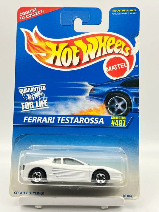 HOT WHEELS - FERRARI TESTAROSSA - WHITE - COLLECTOR #497 - CARD AS IN PIC -2A - Its Fun