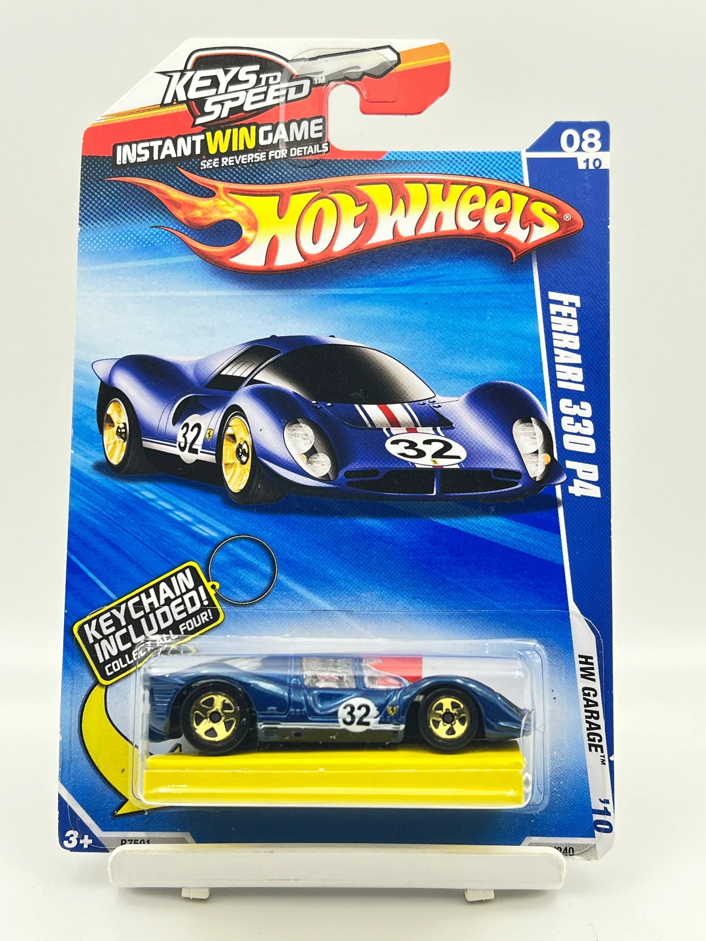 HOT WHEELS - FERRARI 330 P4 - BLUE WITH KEYCHAIN INSIDE - HAIRLINE CRACK - 1D - Its Fun