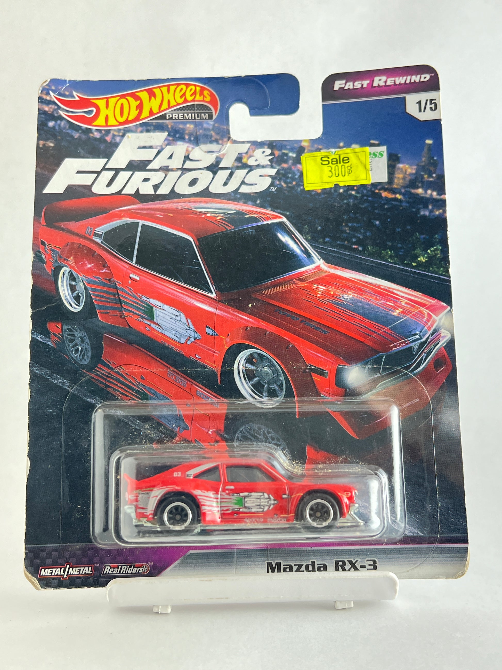 CREASED CARD +SOFT CORNERS - PREMIUM FAST AND FURIOUS MAZDA RX-3 - 5B - Its Fun- Hot wheels - matchbox - diecast