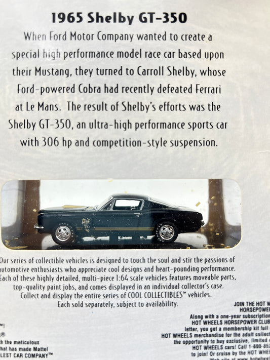 HOT WHEELS ORIGINALS - 1965 SHELBY GT-350 - ACRYLIC CASE SEALED - RUBBER BAND RESIDUE DUE TO AGEING