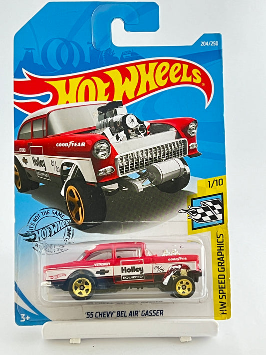 55 CHEVY BEL AIR GASSER - RED - 3B - Its Fun- Hot wheels - matchbox - diecast
