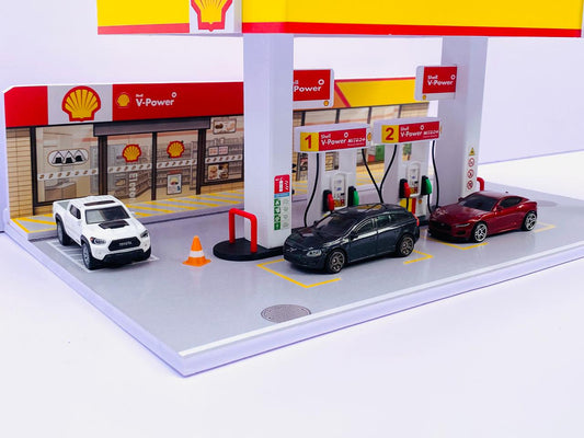 NEW VERSION - DIY ASSEMBLY - SHELL PETROL STATION DIAROMA - (FOAM+3D PRINT)