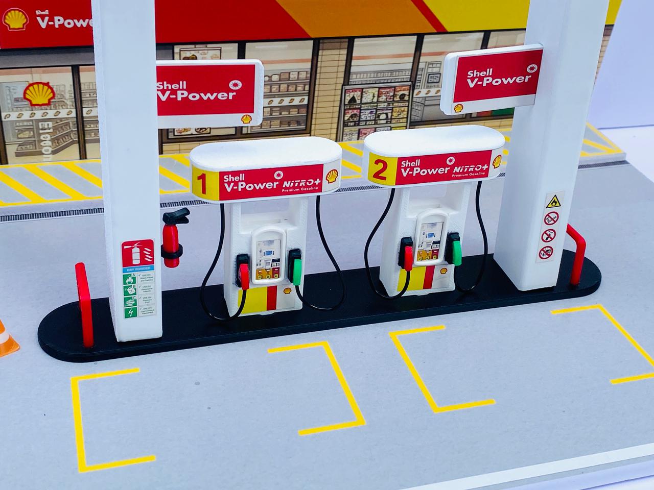 NEW VERSION - DIY ASSEMBLY - SHELL PETROL STATION DIAROMA - (FOAM+3D PRINT)