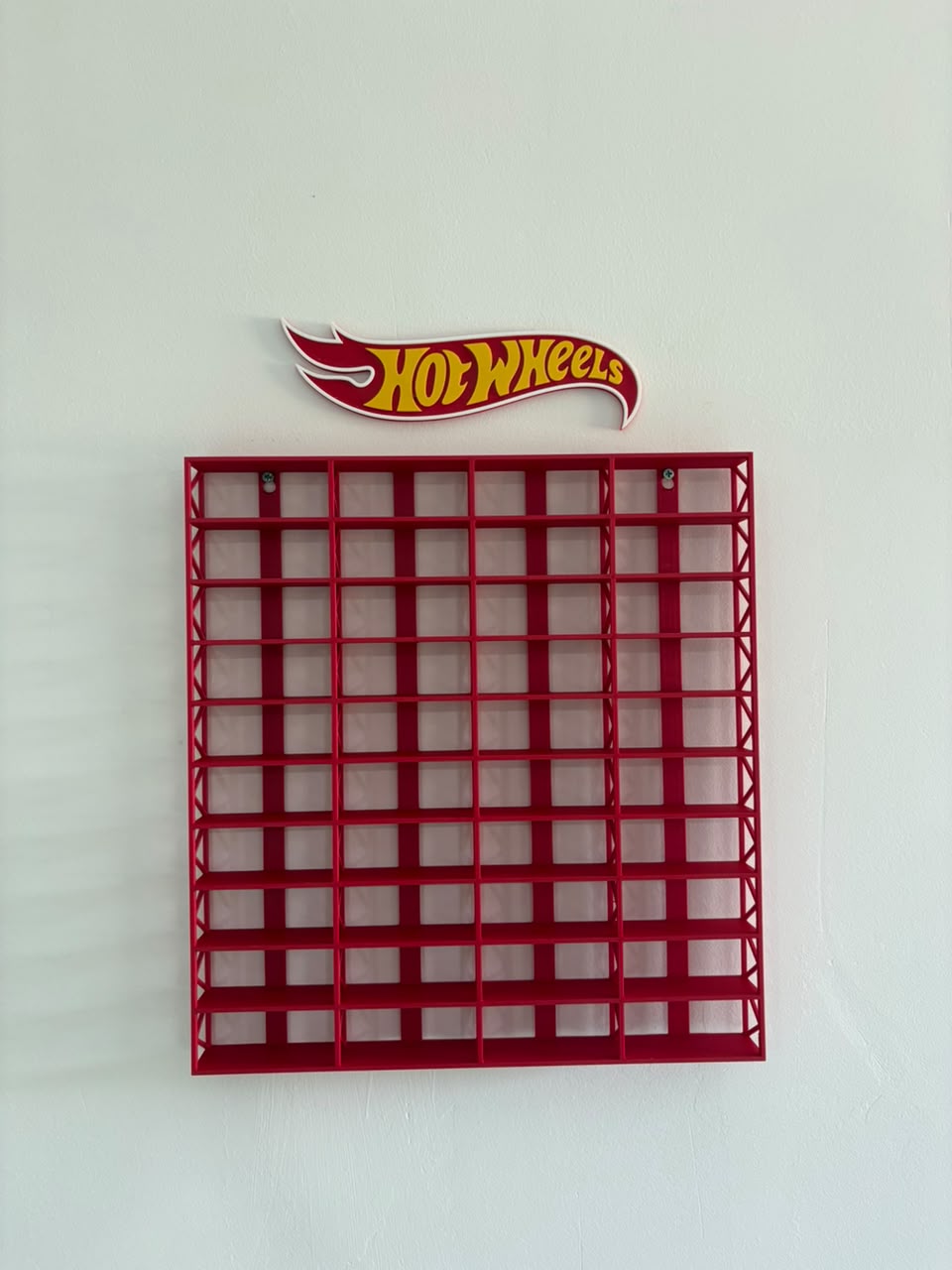 3D PRINTED WALL MOUNT RACK FOR 1:64 CARS - FOR 40 CARS - RED