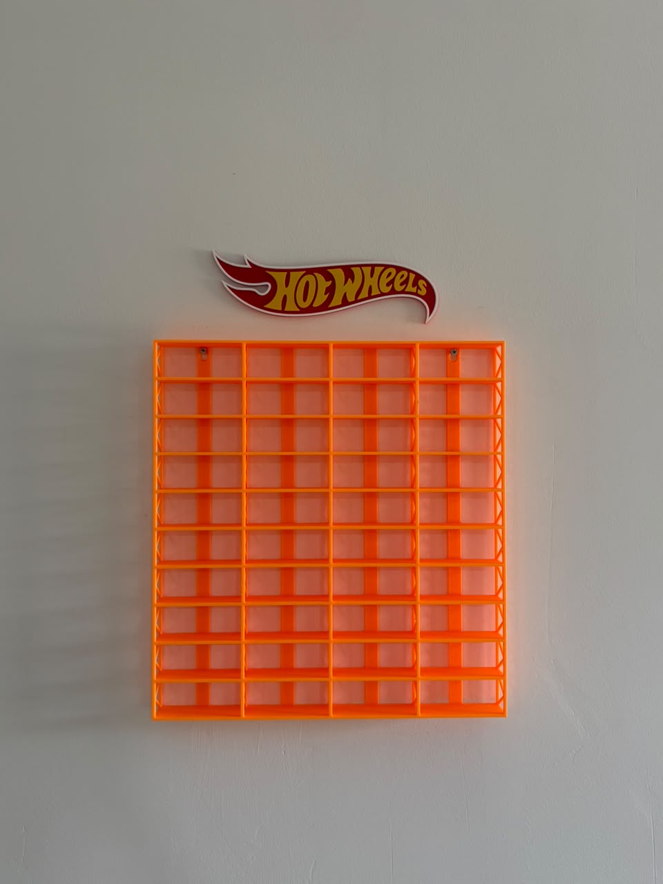 3D PRINTED WALL MOUNT RACK FOR 1:64 CARS - FOR 40 CARS - ORANGE
