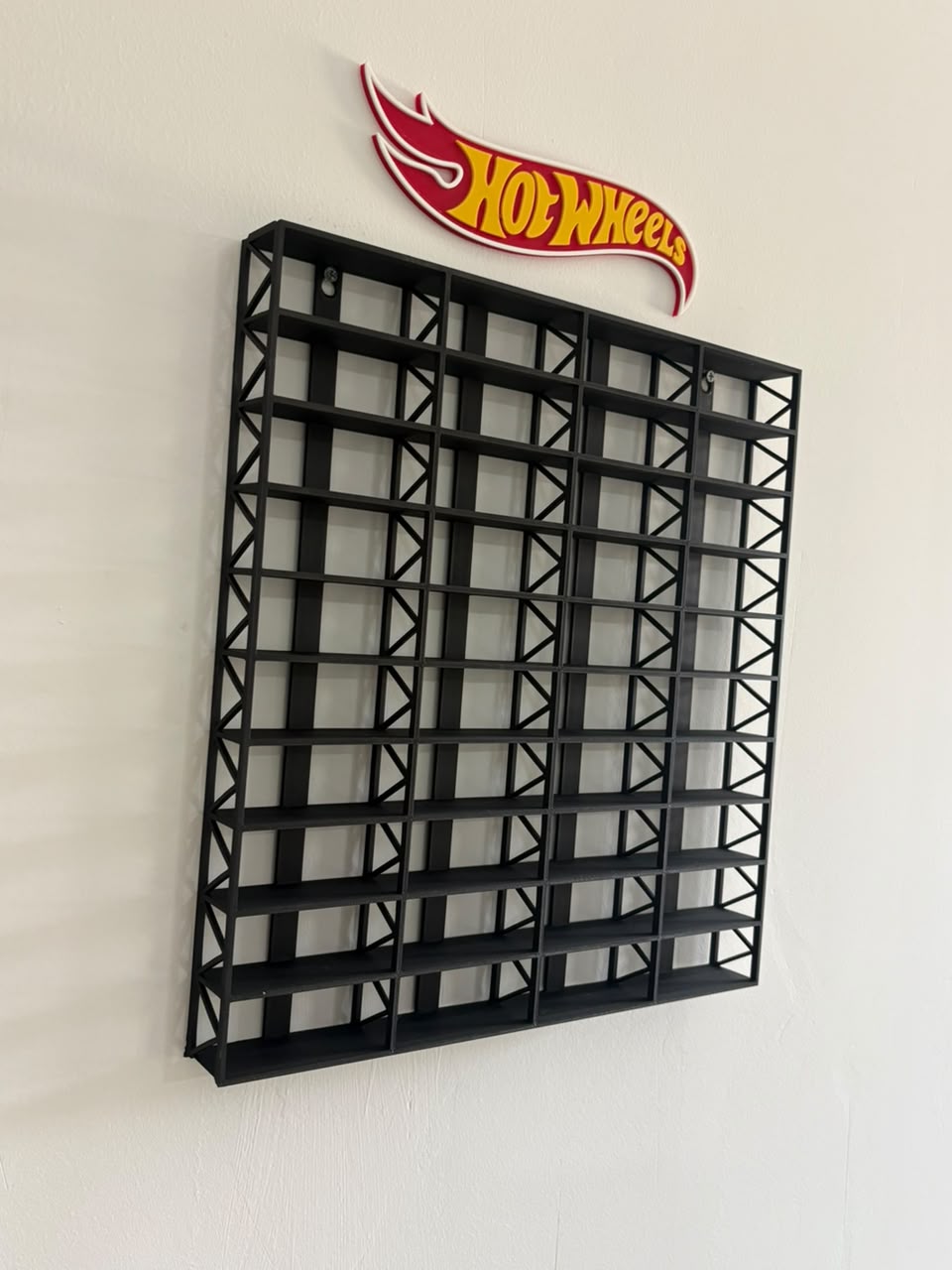 3D PRINTED WALL MOUNT RACK FOR 1:64 CARS - FOR 40 CARS - BLACK