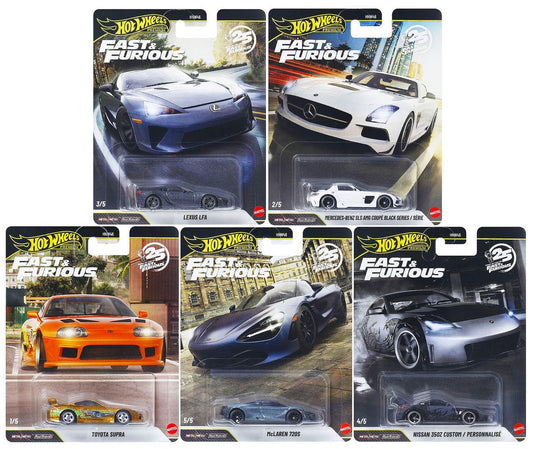 PRE-ORDER - ETA (10 DAYS) - IMPORTED - HOT WHEELS - PREMIUM - FAST AND FURIOUS SET OF 5 CARS WHICH INCLUDES THE SUPRA