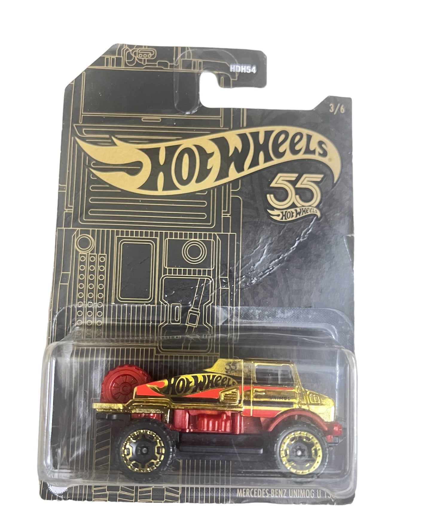 55TH EDITION - MERCEDES BENZ UNIMOG U 1300L - CREASED CARD - Its Fun- Hot wheels - matchbox - diecast