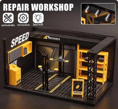 MINI DIAROMA - DIY REPAIR SHOP - WITH LIGHT AND ALL ACCESSORIES