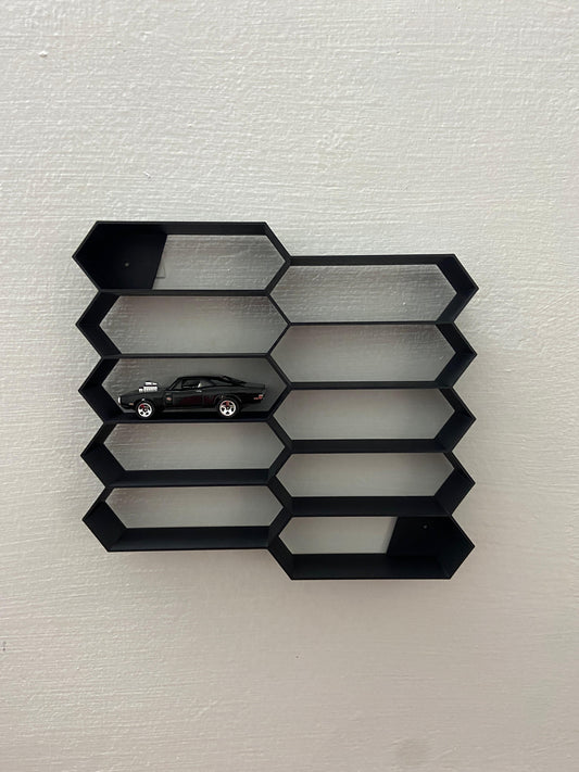 HONEYCOMB DESIGN WALL DECOR FOR 1:64 CARS - BLACK