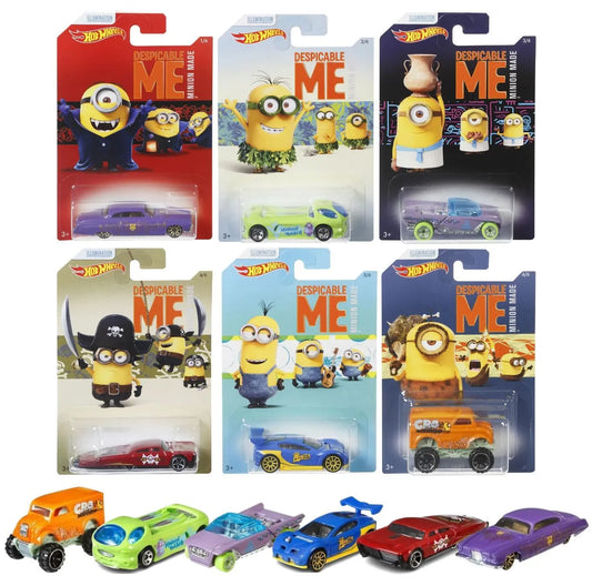 FEW MILD CREASED CARDS - DESPICABLE ME - MINIONS SET OF 6 CARS