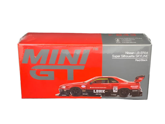 MINI GT - NISSAN LB-ER34 SUPER SILHOUETTE SKYLINE (RED/BLACK)