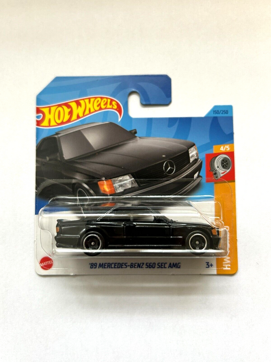 89 MERCEDES BENZ 560 SEC AMG - SHORT CARD WITH PROTECTOR - Its Fun- Hot wheels - matchbox - diecast