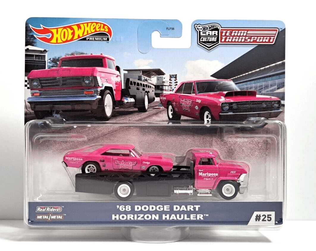 CREASED / BLISTER DAMAGE - TEAM TRANSPORT - HOT WHEELS - 68 DODGE DART / HORIZON HAULER - Its Fun
