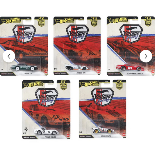 HOT WHEELS - PREMIUM - VINTAGE RACING - SET OF 5 CARS - 9F